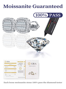 New Trendy Wholesale Square <strong>Earrings</strong> S925 Sterling Silver Luxury Moissanite GEM Women <strong>Fine</strong> <strong>Stud</strong> <strong>Earrings</strong> - Product Image 5