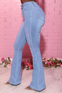 Femmes bleu clair lavé Vintage petit ami jean taille haute Baggy Flare rétro Denim pantalon haute visibilité solide coupe ample - Product Image 4