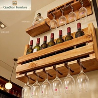 Porte-vin mural en bois massif, meuble de rangement pour bouteilles et verres, présentoir pour restaurant
