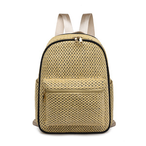 Zaino in Paglia OEM per Donne, Borsa Boho Bohemien Intrecciata da Viaggio, Zaino Scolastico alla Moda Lavorato all'Uncinetto - Product Image 4