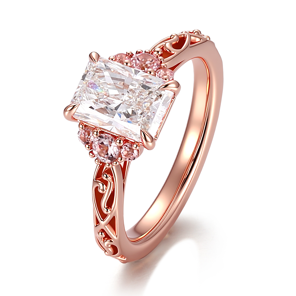 Anillo de oro macizo de 18 quilates con diamantes de laboratorio