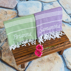 Toalla de playa de algodón turco bordada personalizada con nombre, regalo para damas de honor, recuerdo de despedida de soltera, regalo personalizado para mujeres H - Product Image 2