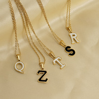Collar de Moda de Acero Inoxidable con Baño de Oro/Platino de 18K, Colgante con Letra Inicial del Alfabeto, 26 Letras Disponibles, para Mujer, 18 Pulgadas