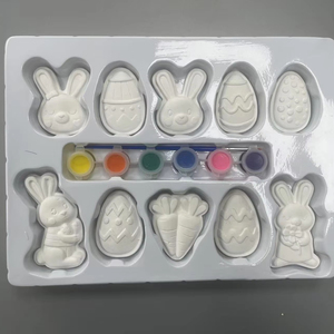 Bricolage <span class=keywords><strong>Couleur</strong></span> Peinture Jouet Jouets Éducatifs Plâtre Jeu Peinture pour Enfants Noël, Pâques Moule et Peinture Artisanat Kit pour Enfants - Product Image 1