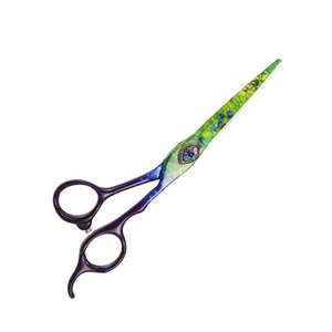 Ciseaux de coupe de cheveux à bord de rasoir enduit de papier ciseaux de salon de coiffure en acier inoxydable à lame droite tranchante avec repose-doigt fixe - Product Image 2