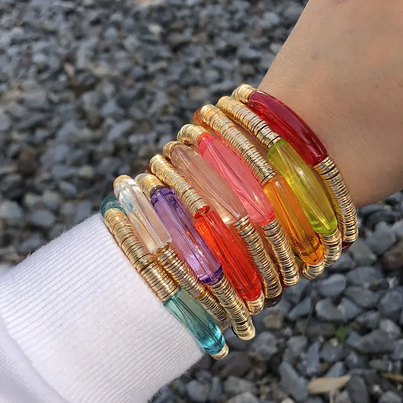 2024 gros coloré perlé Bracelet Bracelet acrylique Boho Bracelet pour femmes filles cadeau