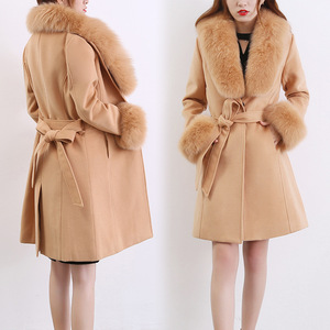 Veste d'hiver chaude de luxe pour femmes Jtfur, manteau en laine tendance pour femmes avec col en fourrure de <span class=keywords><strong>renard</strong></span> - Product Image 5
