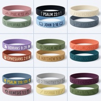 Bracelet en caoutchouc gravé avec un verset biblique inspirant, message scriptural personnalisé, écologique, en gros, pour le programme de la paroisse du dimanche