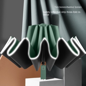 Three-fold Reverse Fully-<b>Automatic</b> Folding <b>Umbrella</b> Reflective Strip 105cm Open Diameter Business Travel Advertising Gift Logo - Product Image 1