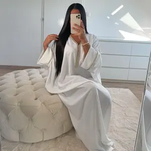 Sonbahar ramazan Eid boncuk islami elbise müslüman uzun elbise Robe Batwing kollu müslüman arap islam giyim gevşek pullu Dubai Abaya