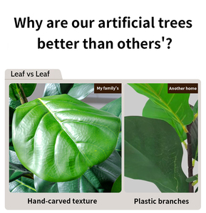 Árbol de Ficus Artificial Detallado en Maceta con Tronco de Plástico para Proyectos de Diseño de Interiores y Vestíbulos - Product Image 4