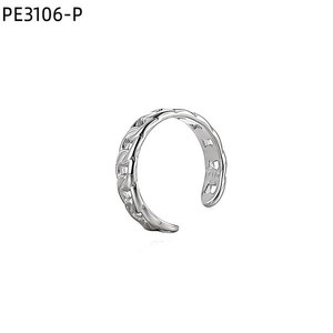 Boucle d'oreille manchette large en corde tressée torsadée PE3106 pour femme, sans perçage, clip d'oreille cartilage, argent, or - Product Image 1