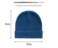 Gorros de Punto Lisos de Invierno, Tejido Waffle, 100% Algodón, para Adultos, Circunferencia de Cabeza 48-50cm, Longitud Media
