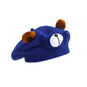 Usine mode mignon ours dessin animé <span class=keywords><strong>tricot</strong></span>é citrouille chapeau petite fille garçons enfants bébé pull artiste chapeau - Product Image 1