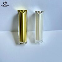 30ml 50ml 1oz Blanc et Or Cosmétique carré Acrylique Airless Cosmétique Pompes Flacon pour Sérum Lotion