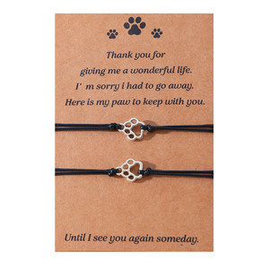 Set di braccialetti con <span class=keywords><strong>zampa</strong></span> di gatto e cane intrecciati a mano gioielli con ciondoli alla moda - Product Image 3