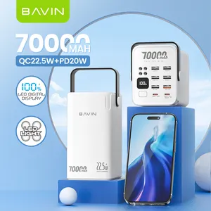 BAVIN de qualité supérieure PC1062S 70000mah banque d'alimentation à charge rapide haute capacité avec lumière led