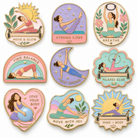 Badges personnalisés en émail dur pour la collection Pilates Yoga, badges motivants pour le renforcement du corps et de l'esprit, pour les studios de fitness