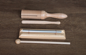Wholesale Wooden Percussion <b>Instrument</b> Set With Tambourine Maraca Piccolo Castanet Sound Tube For Kids <b>Music</b> Education And Play - Product Image 4