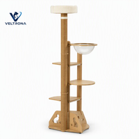 Arbre à chat moderne avec dôme en acrylique, poteau en sisal, perchoir en peluche et base en forme de silhouette de chat, mobilier d'intérieur, vente en gros