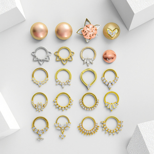 Xincocus Septum Clicker anelli in acciaio inox cartilagine Tragus hop <span class=keywords><strong>Helix</strong></span> Daith orecchino a segmento incernierato <span class=keywords><strong>anello</strong></span> del naso <span class=keywords><strong>per</strong></span> le donne - Product Image 2