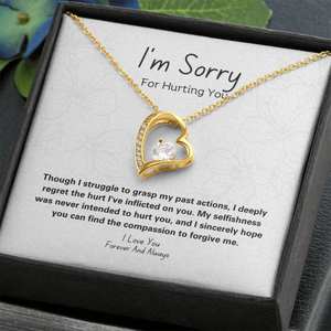 Lo siento por haberte lastimado, collar clásico con colgante de corazón de cobre y tarjeta de texto personalizado, regalo de perdón y reconciliación para pareja - Product Image 3