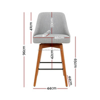 Chaise de bar moderne, tabouret de bar rembourré, pieds en bois pour cuisine et bar, hauteur 96 cm