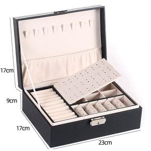 2 Layers Pu <b>Leather</b> Jewelry Storage Box Jewelry Storage Organizer Box for Earring Ring Necklace <b>Bracelets</b> - Product Image 6