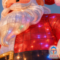 Handgefertigte Seiden-Weihnachtsmann-Laterne für Außendekoration, Riesige LED-Beleuchtete Festliche Szenen-Dekoration für Veranstaltungen