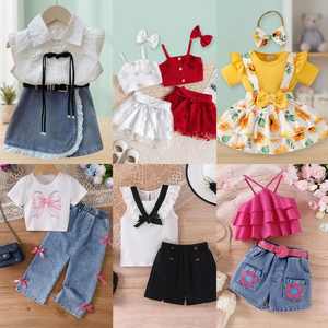 Nouvel ensemble de vêtements décontractés mixtes pour enfants 2025 – Robes d'été bon marché taille unique pour garçons et filles en polyester/coton de qualité, d'occasion - Product Image 3
