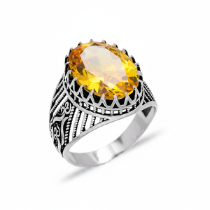 Oval Cut Citrine Gemstone Sword Design <b>Men</b> <b>Ring</b> Turkish Wholesale Handmade 925 Sterling <b>Silver</b> <b>Men</b> <b>Ring</b> - Product Image 2
