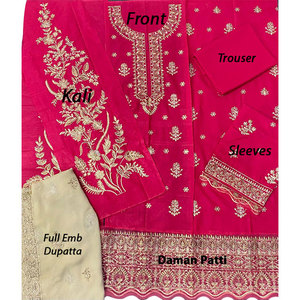 Elegant Women's Embroidered Salwar Kameez Party Wear Pakistan Regular Fit With Chiffon Dupatta - Product Image 5