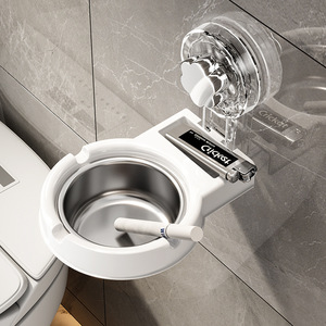 Cendrier mural en acier inoxydable, design minimaliste rond, pour la maison, la salle de bain, les toilettes, aucun perçage requis - Product Image 3