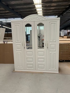 Armoire de rangement moderne pour la maison, 4 portes, design personnalisé, armoire à vêtements pour chambre à coucher, armoire en acier métallique avec miroir - Product Image 4