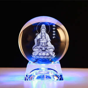 ขนาดที่กําหนดเอง 3d เลเซอร์แกะสลักคริสตัลพระพุทธรูปตกแต่งคริสต์มาส<span class=keywords><strong>ลูก</strong></span>บอลคริสตัลใสพร้อ<span class=keywords><strong>ม</strong></span>ฐาน - Product Image 1