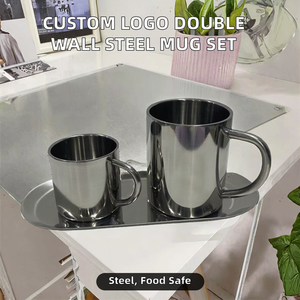 Mug de voyage moderne en acier inoxydable 304 à double paroi avec poignée et logo personnalisé, plateau métallique multi-capacités - Artisanat indien - Product Image 2