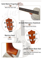 Hot Sale Aiersi Brand Gloss Chrome Plated Hawaii Tree Sandblasted Brass Body Concert 24 InchResonator Ukulele Travel Guitar