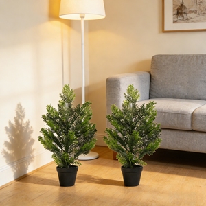 Árbol de Cedro Artificial Realista, Decoración de Hojas Verdes, Ramas de Cedro Falsas con Tacto Real, Sin Mantenimiento, Planta Verde de Simulación Perenne - Product Image 4