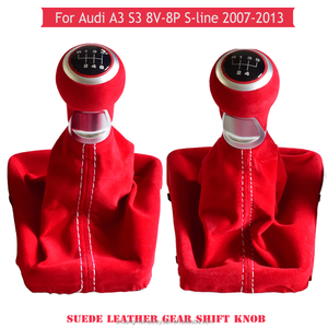 Poignée de levier de vitesses en cuir suédé pour voiture à 5 ou 6 vitesses, housse de protection pour <span class=keywords><strong>Audi</strong></span> A3 <span class=keywords><strong>S3</strong></span> 8V S-line 2014-2020 - Product Image 3