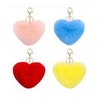 Porte-clés coeur Porte-clés pompon moelleux Porte-clés coeur peluche