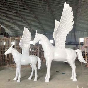 Estatua de Caballo Corriendo con Alas, Tamaño Real, para Exteriores, Color Blanco, Venta Directa de Fábrica - Product Image 4