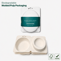 Plateau en pulpe moulée, insert en fibre végétale, logo personnalisé en relief, emballage cosmétique biodégradable en pulpe pour conteneur ovale de crème solaire