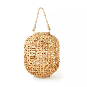 Greencraft Bougeoir tissé en jacinthe d'eau naturelle écologique Cadre en métal Lanterne de décoration intérieure bon marché Modèle Vietnam - Product Image 1