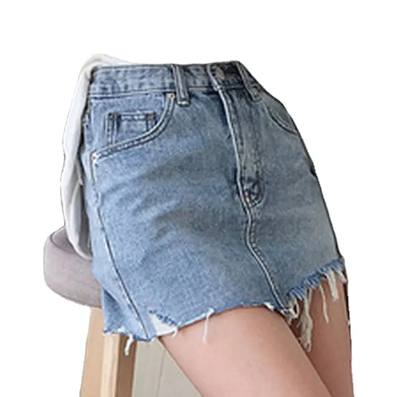 Summer Jeans Skirt Women Irregular Brushed Hem Denim High Waist Skirts Female Vintage Casual Washed Pencil Mini Skirt