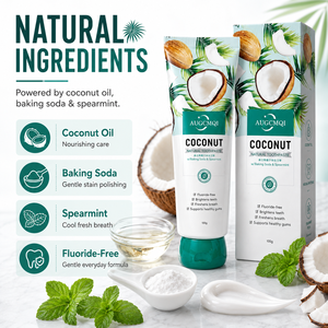 OEM Toothpaste Supplier Custom Natural <strong>Coconut</strong> Oil <strong>Teeth</strong> Whitening Toothpaste Deep Cleaning Remove Fluoride Free Toothpaste - Product Image 1