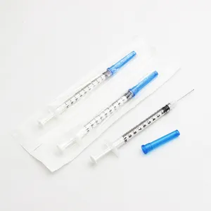 Seringue médicale jetable en plastique avec aiguille, usine de haute qualité, 1ml Luer Lock