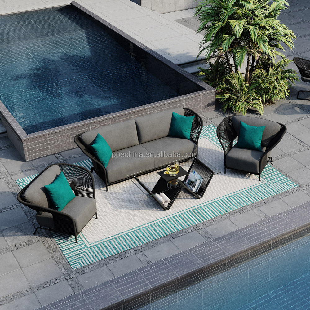 Whole Patio Outdoor Dining Room Garden Rope Chair Set Furniture Rope Woven Outdoor Dining Chair Patio Stainless Steel Chair