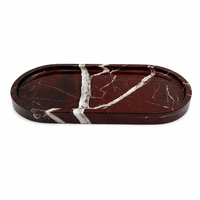 Ensemble de salle de bain en marbre Rosso Levanto NANWEI, accessoires de vanité sur mesure en gros pour la décoration d'hôtels de luxe