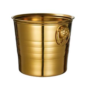 Stainless Steel Ice Bucket Round Gold Color Party Champagne Beer Wine Cooler With Creative Handle - Product Image 5