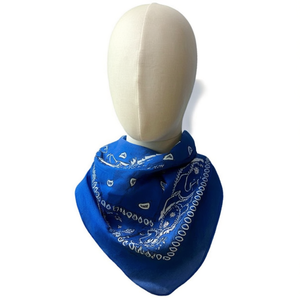 Écharpe carrée Angelina 100% coton bleu royal à motif Paisley 54x54cm, couvre-chef tendance pour femme, multifonctionnelle - Product Image 1